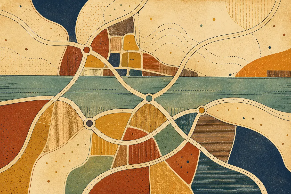 Abstract illustrated map composition for Parkland, United States