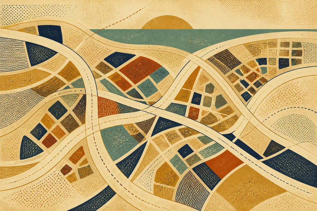 Abstract illustrated map composition for Parkland, United States
