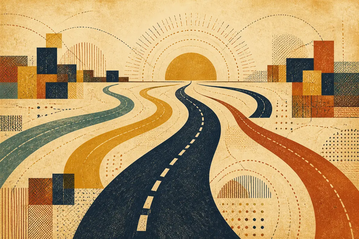 Abstract illustrated map composition for Parkville, United States