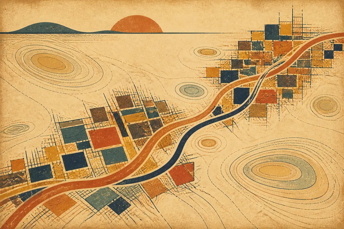 Abstract illustrated map composition for Parma, United States