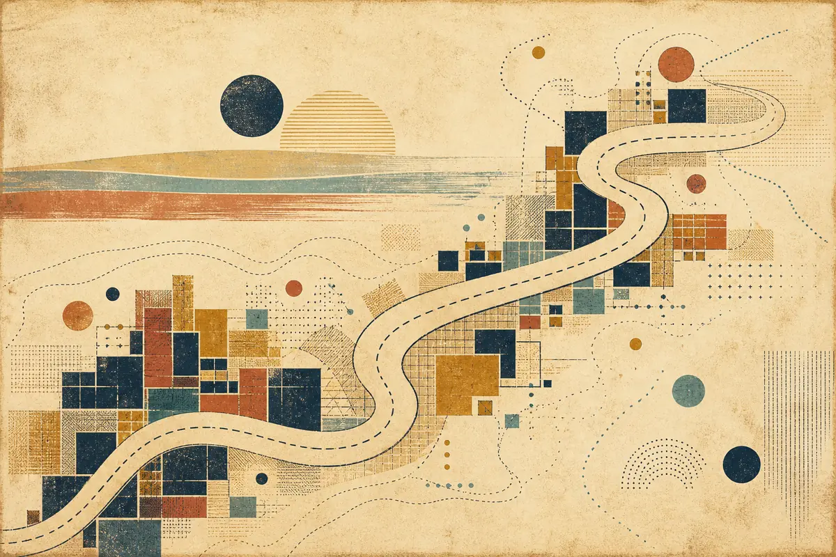 Abstract illustrated map composition for Pasadena, United States
