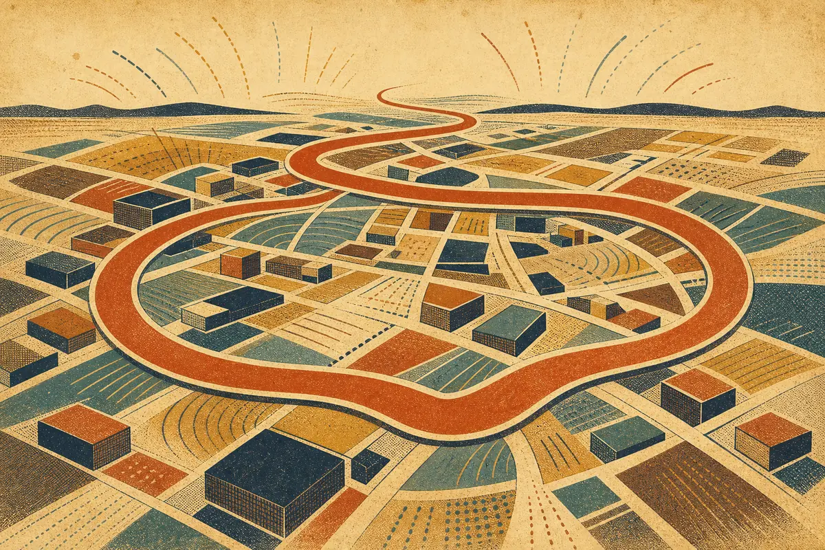 Abstract illustrated map composition for Pasadena, United States