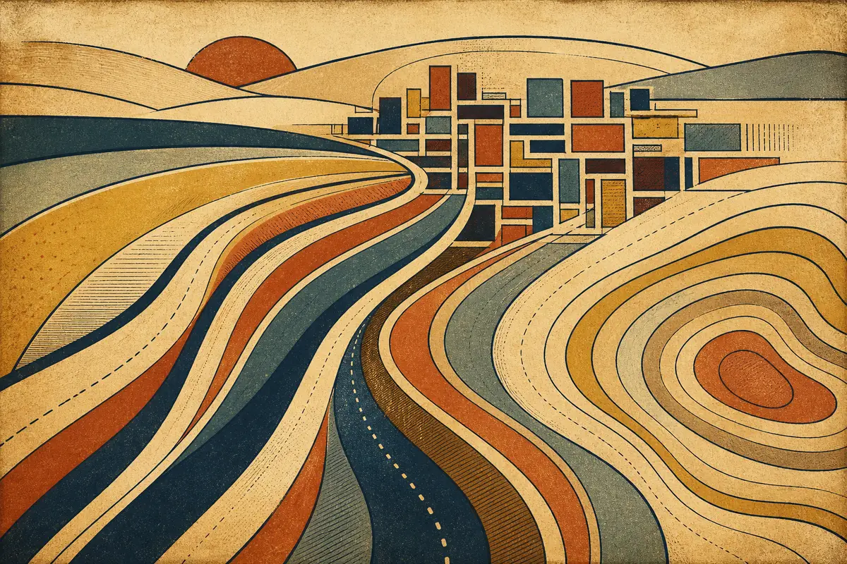 Abstract illustrated map composition for Pasco, United States