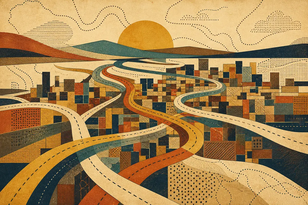 Abstract illustrated map composition for Passaic, United States
