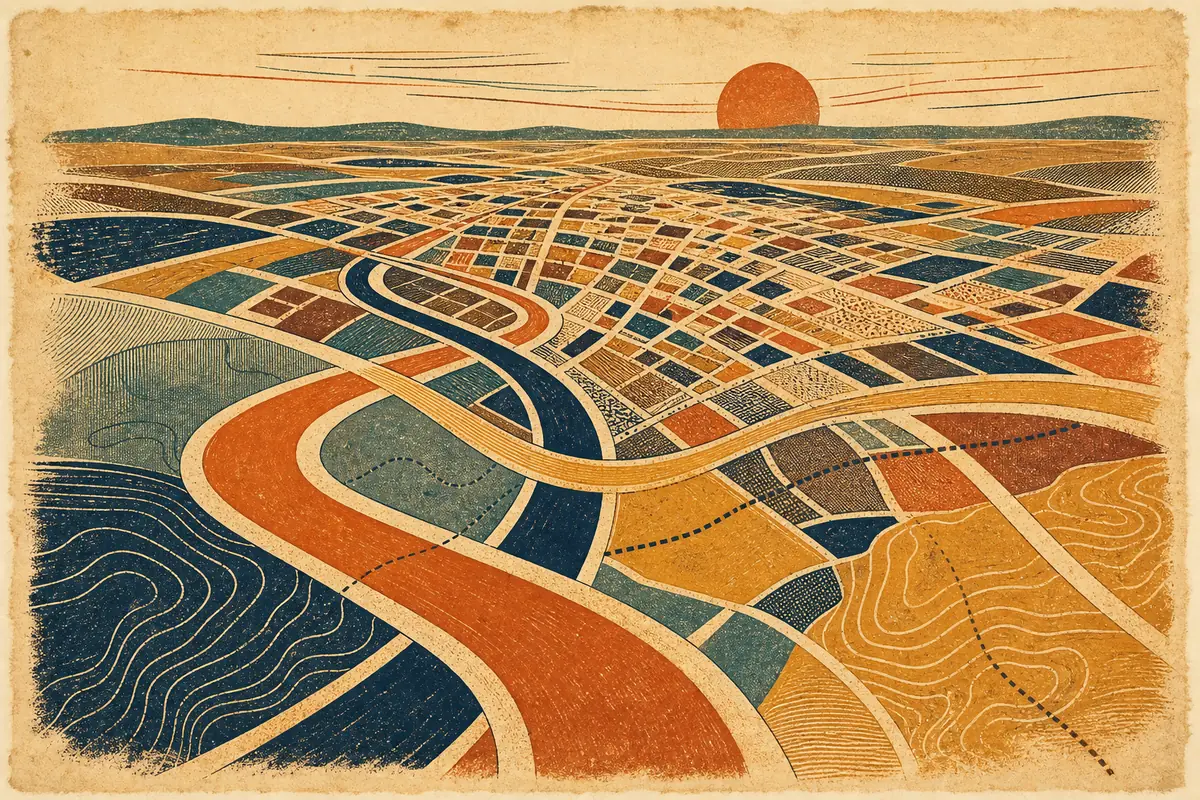 Abstract illustrated map composition for Paterson, United States