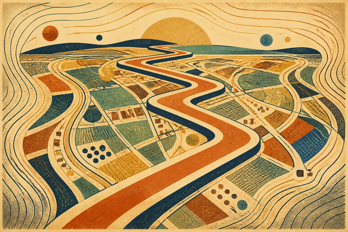 Abstract illustrated map composition for Pawtucket, United States