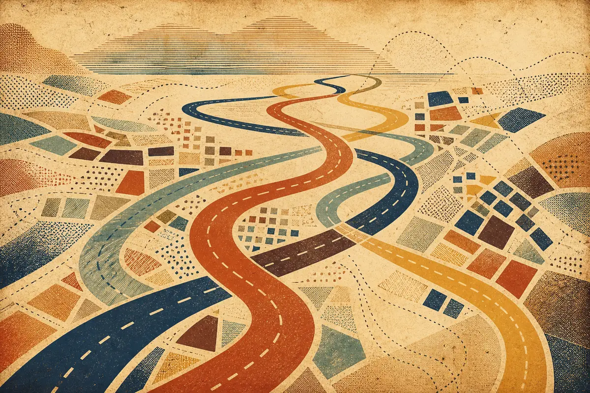 Abstract illustrated map composition for Pearl City, United States