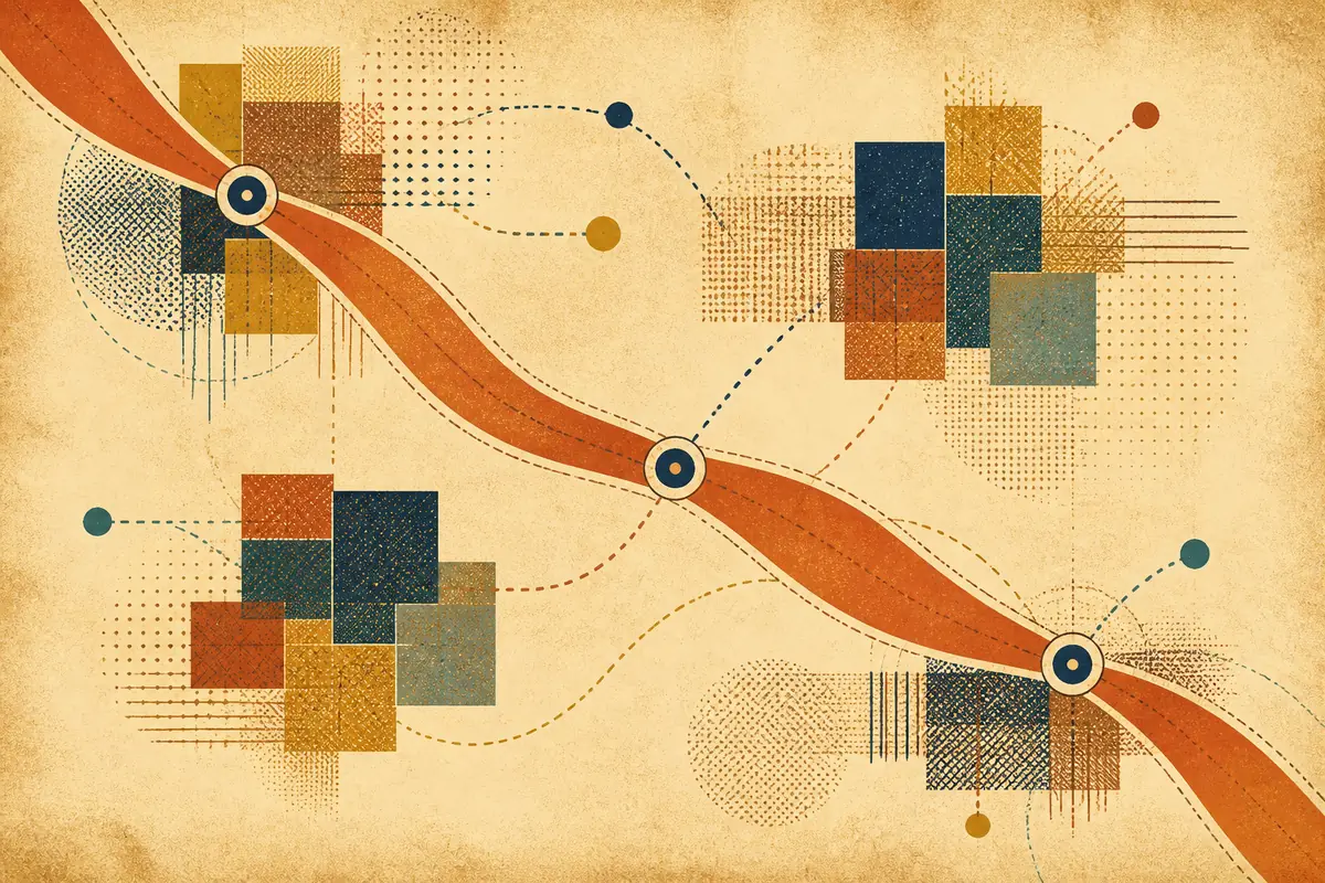 Abstract illustrated map composition for Penfield, United States