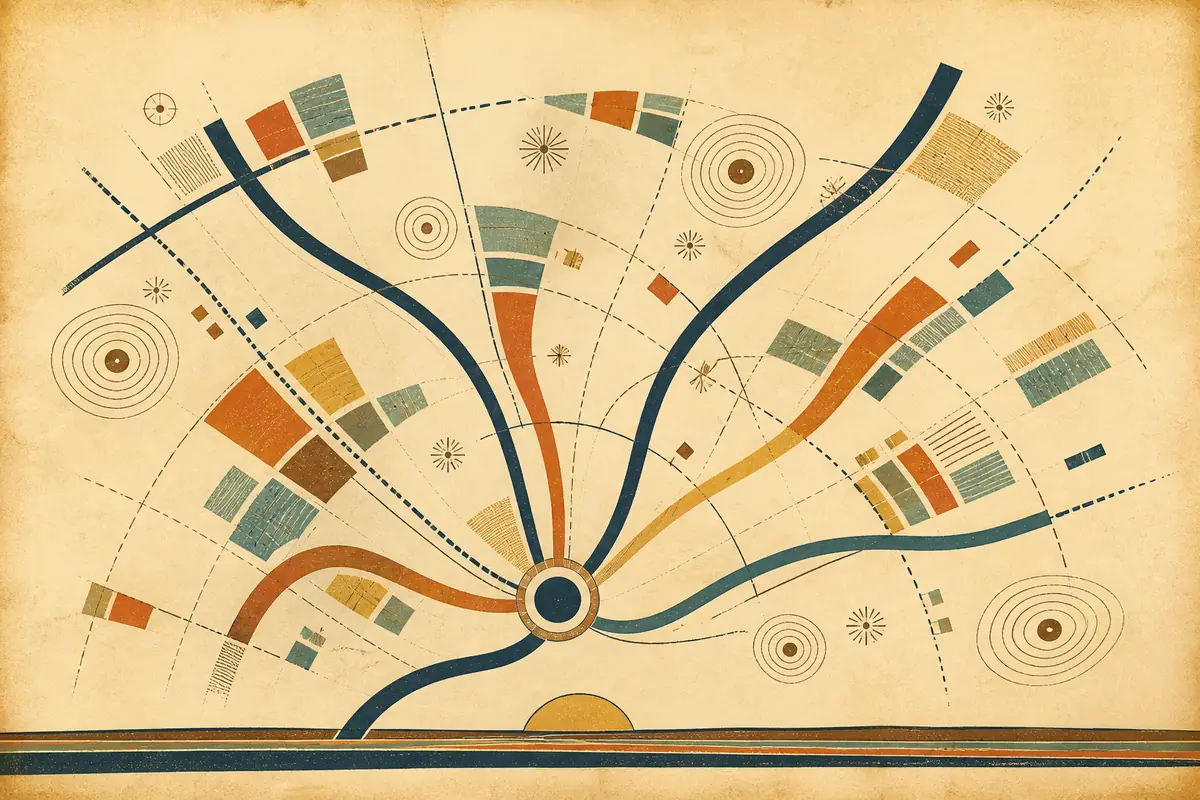 Abstract illustrated map composition for Peoria, United States