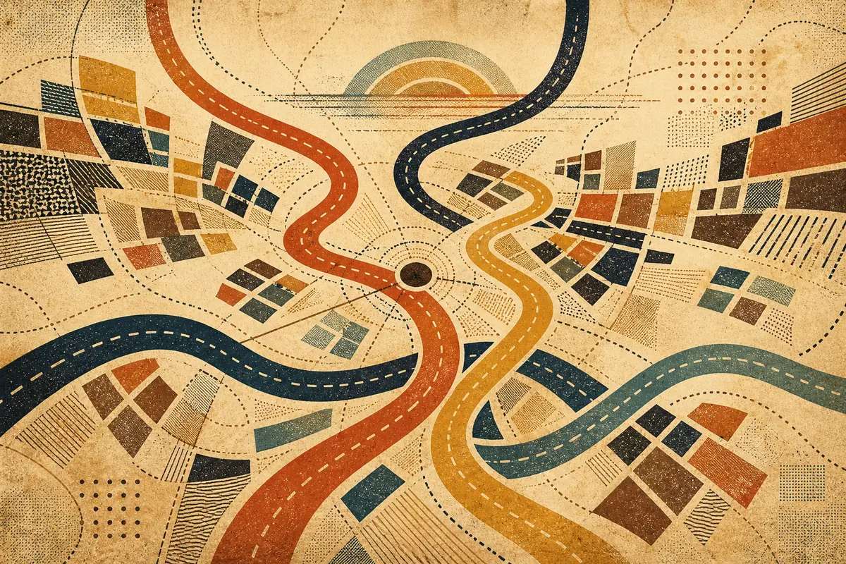 Abstract illustrated map composition for Perinton, United States