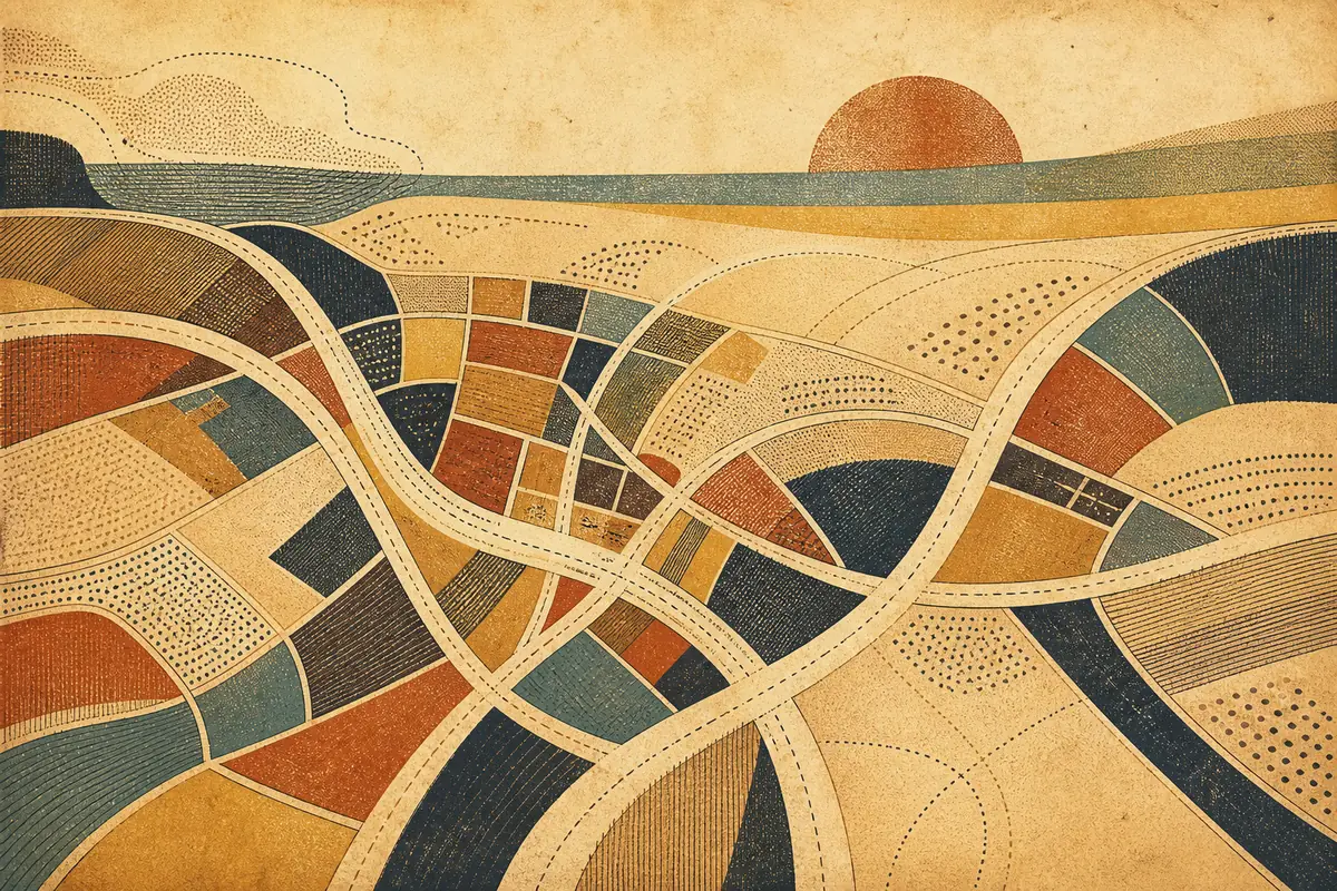 Abstract illustrated map composition for Phenix City, United States