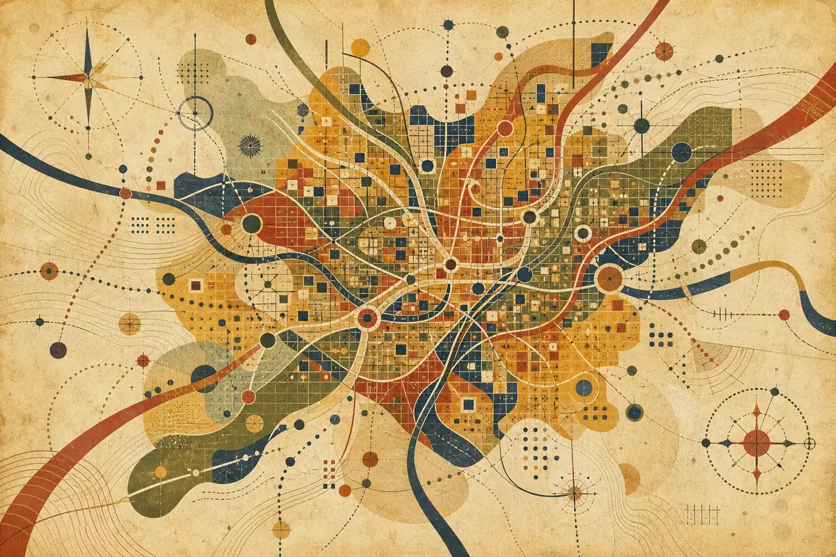 Abstract illustrated map composition for Philadelphia, United States