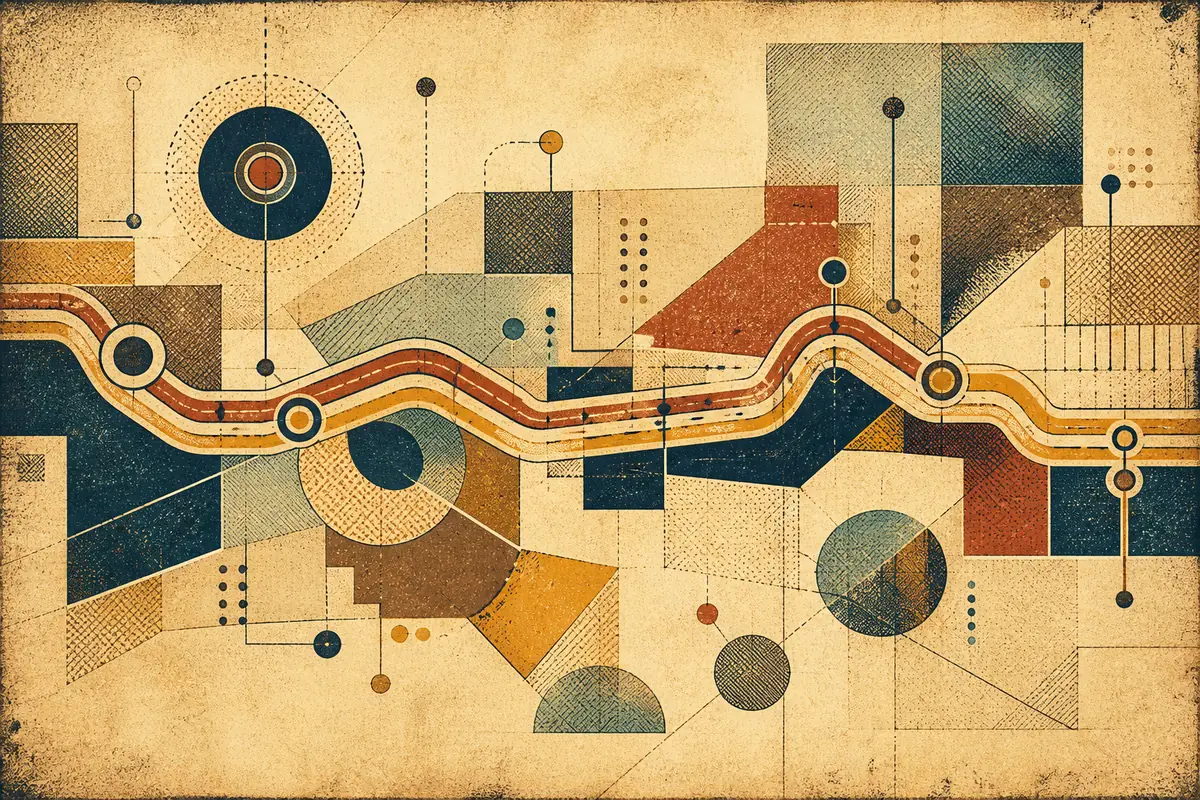 Abstract illustrated map composition for Pico Rivera, United States