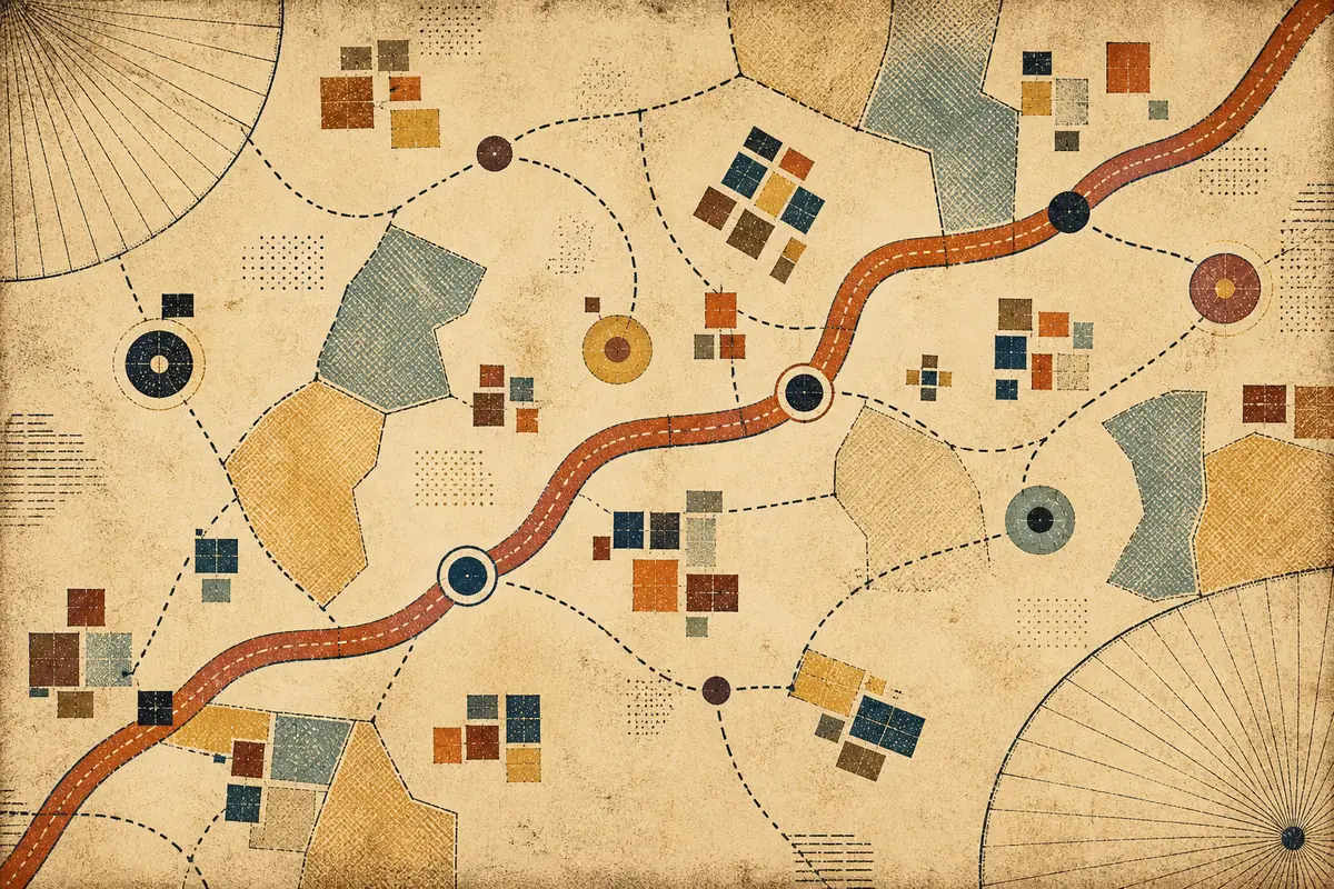 Abstract illustrated map composition for Pikesville, United States