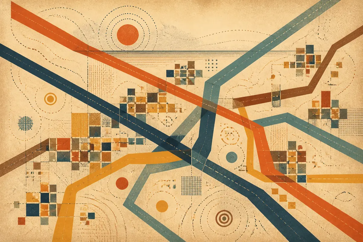 Abstract illustrated map composition for Pine Bluff, United States