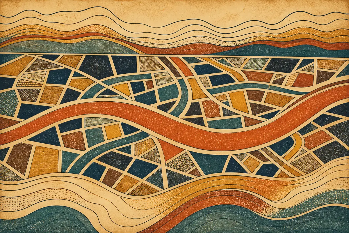 Abstract illustrated map composition for Pittsburg, United States