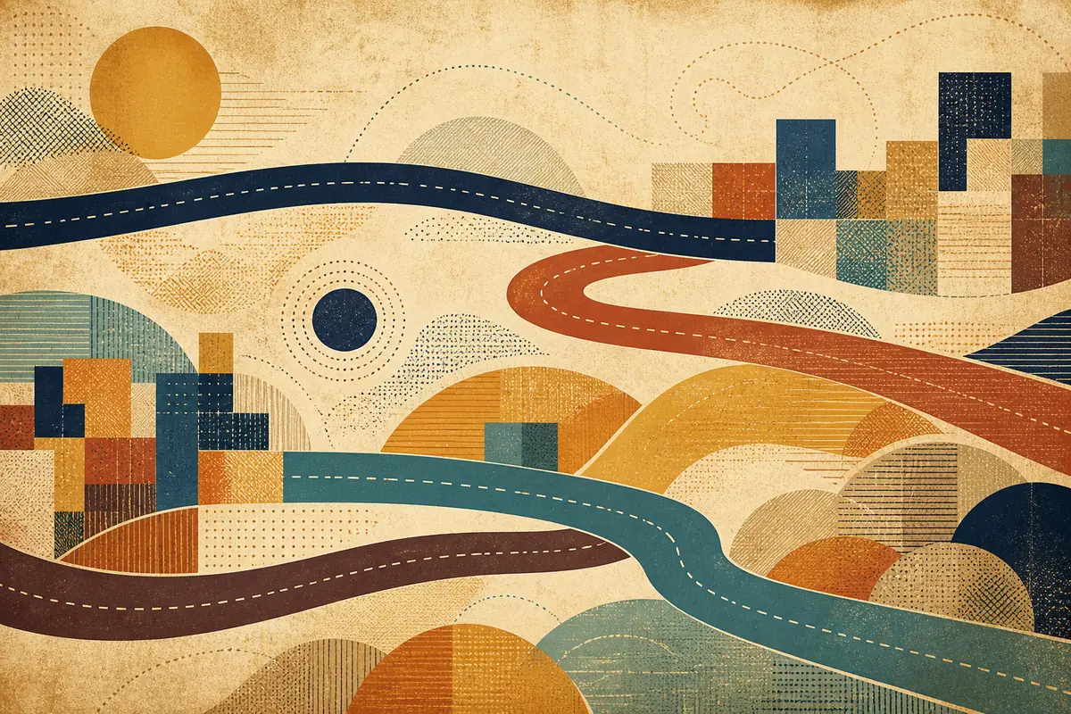 Abstract illustrated map composition for Pittsford, United States