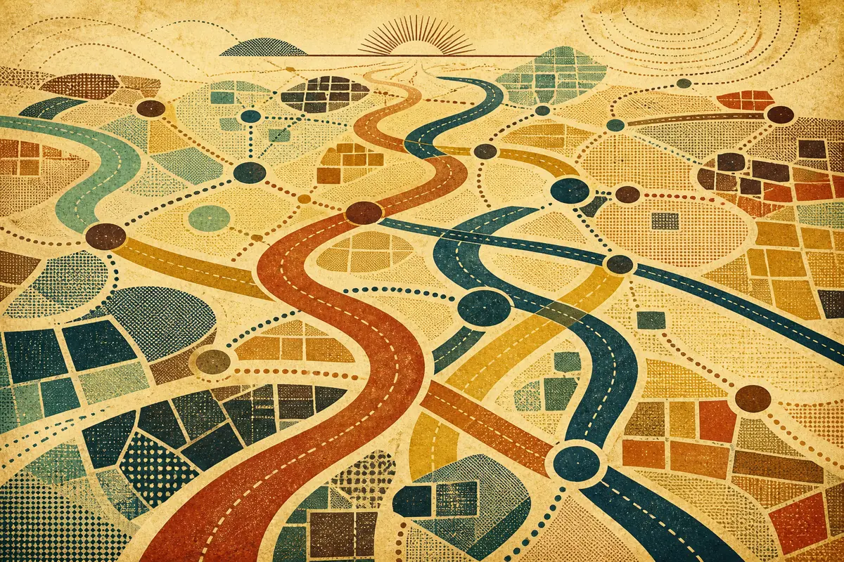 Abstract illustrated map composition for Placentia, United States