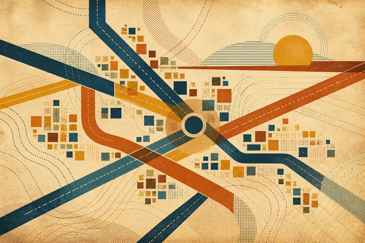 Abstract illustrated map composition for Plainfield, United States