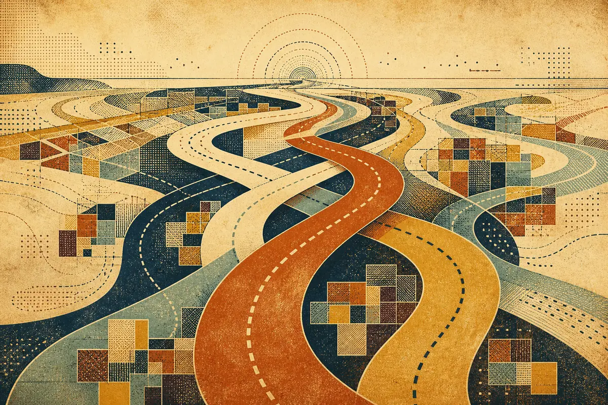 Abstract illustrated map composition for Plainfield, United States