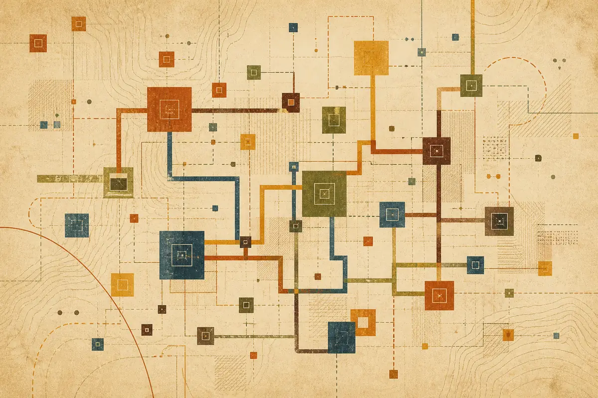 Abstract illustrated map composition for Plano, United States