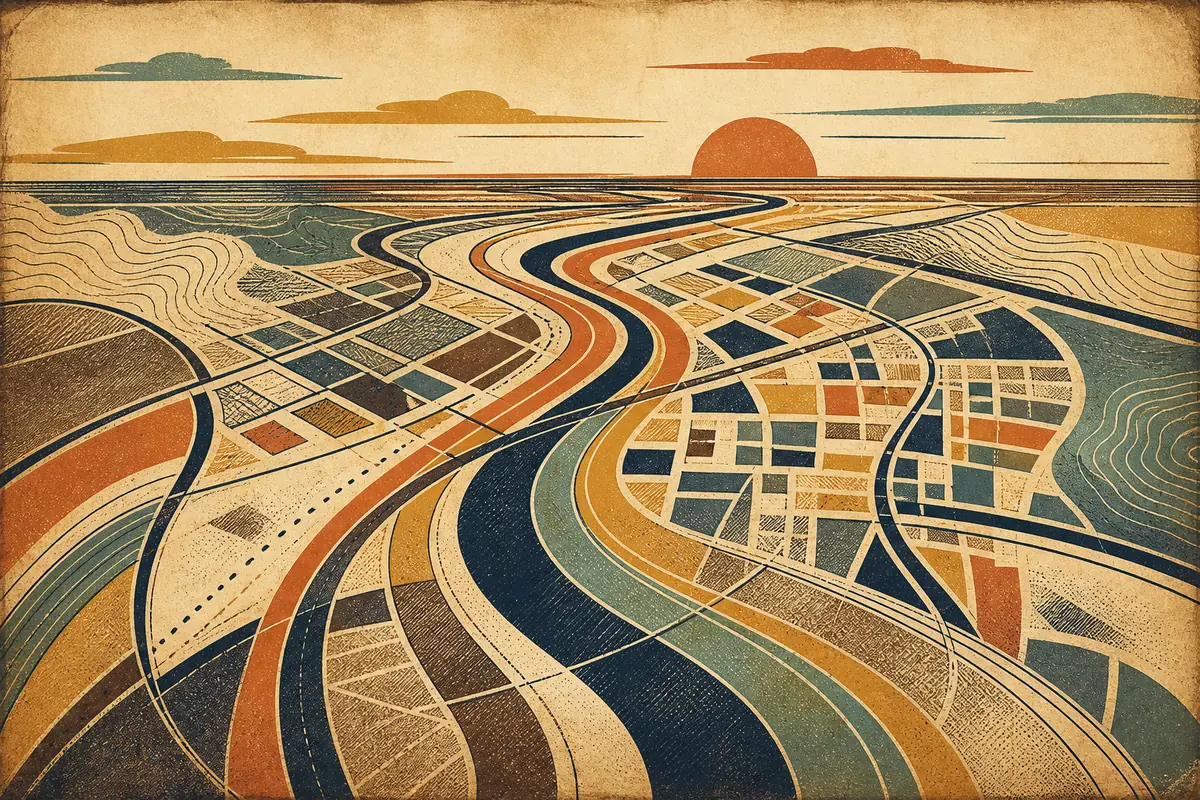 Abstract illustrated map composition for Plantation, United States