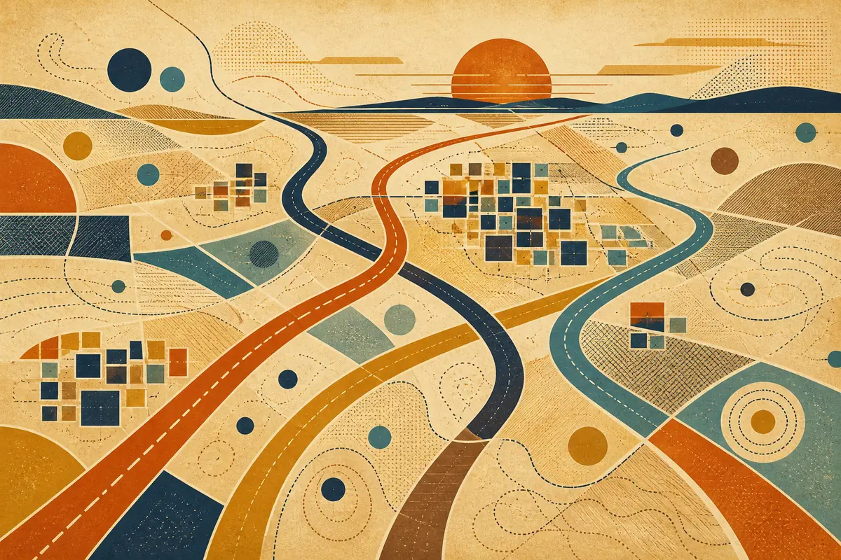 Abstract illustrated map composition for Pleasant Grove, United States