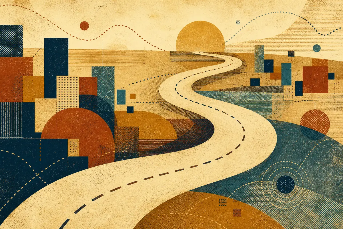 Abstract illustrated map composition for Pleasant Hill, United States