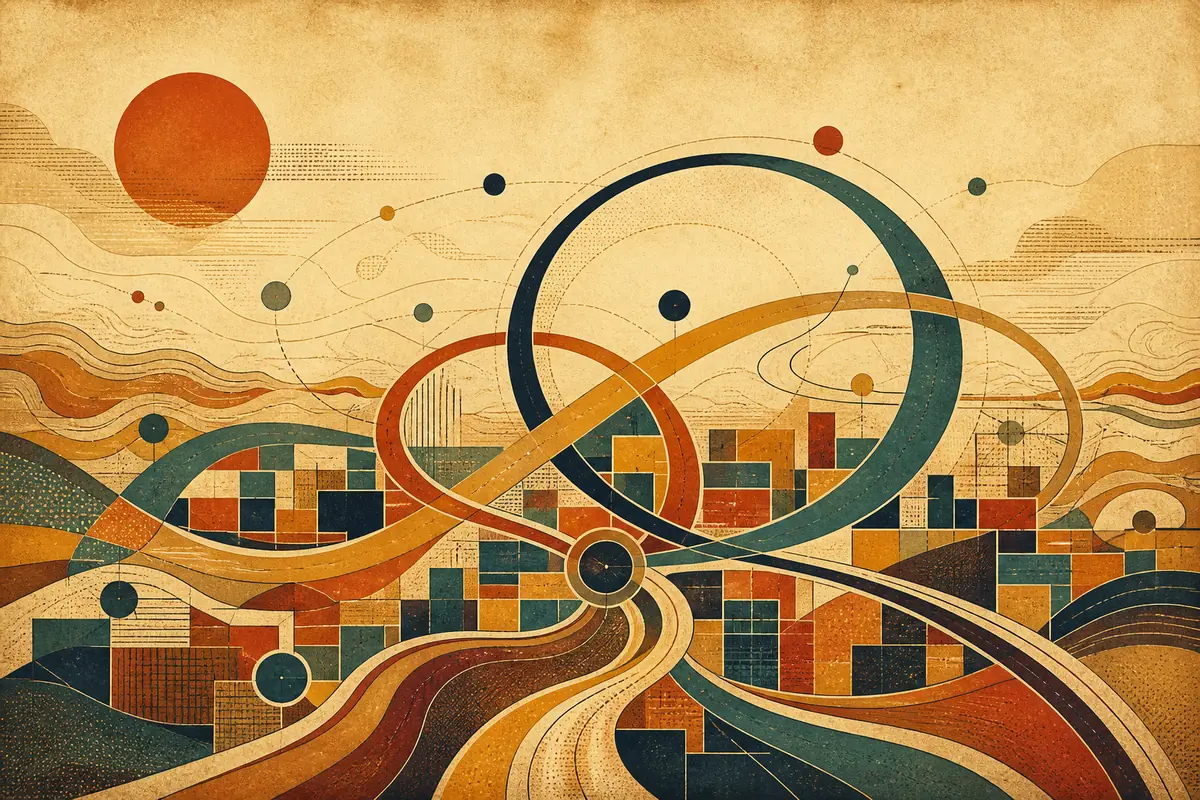 Abstract illustrated map composition for Pomona, United States