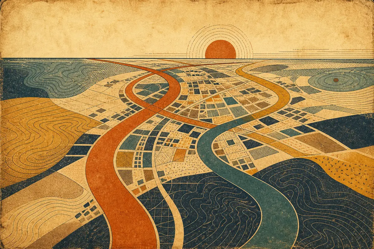 Abstract illustrated map composition for Port St. Lucie, United States