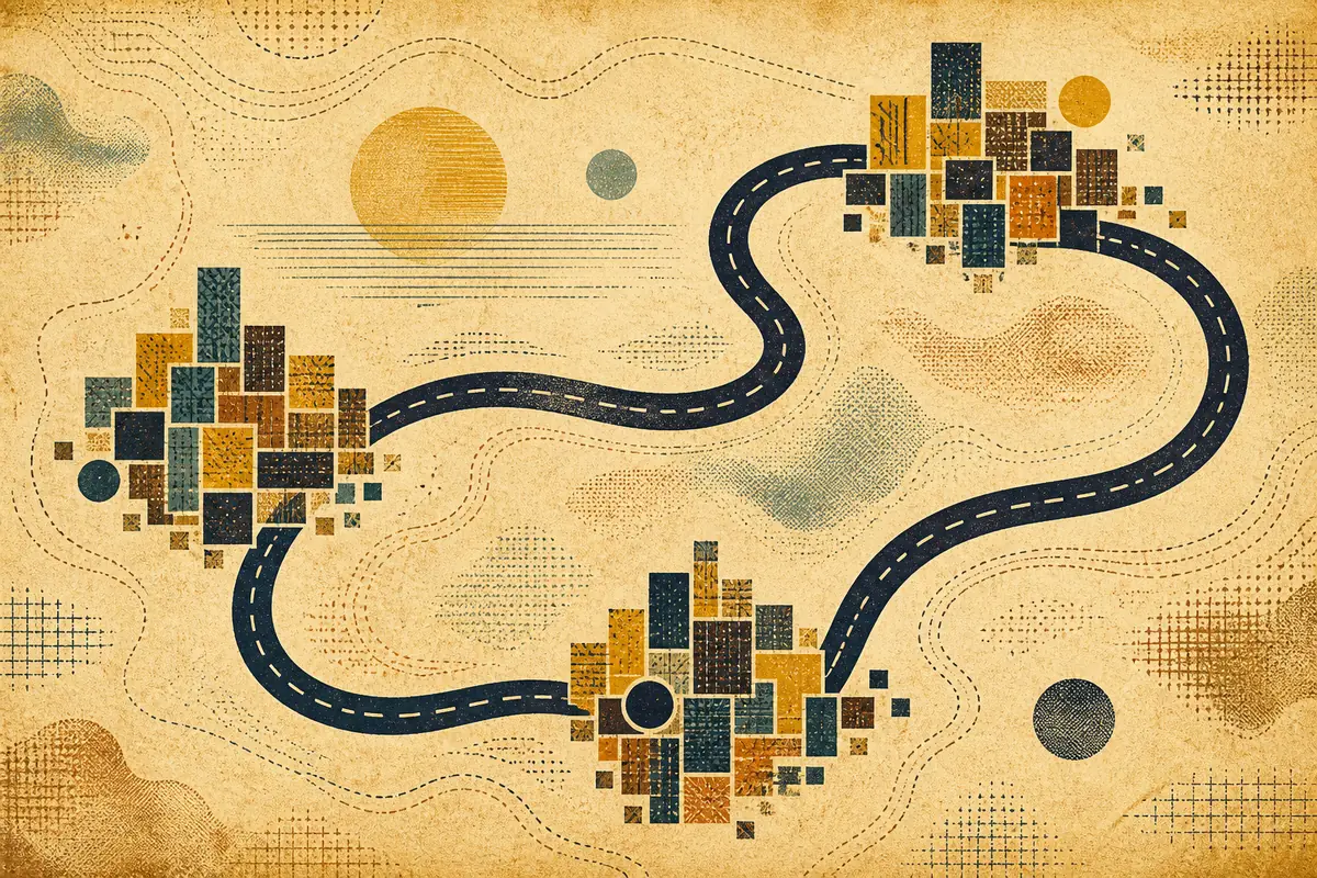 Abstract illustrated map composition for Portage, United States