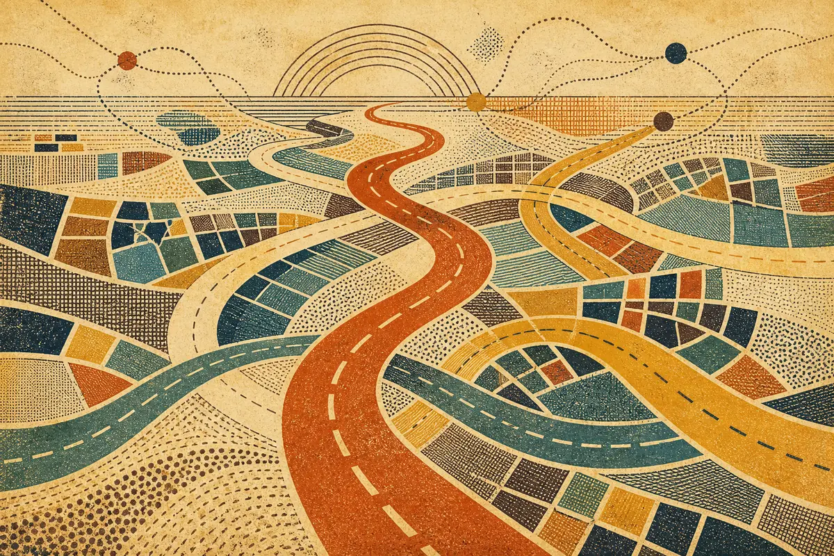 Abstract illustrated map composition for Portage, United States
