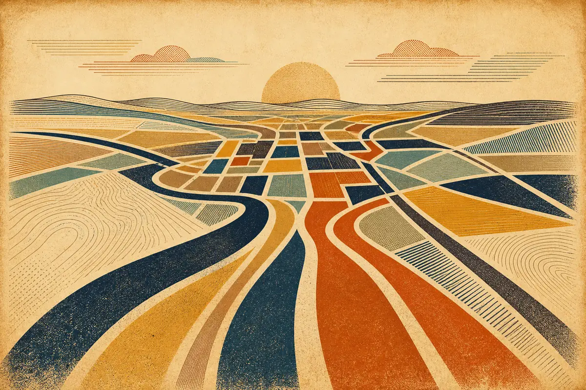 Abstract illustrated map composition for Portland, United States