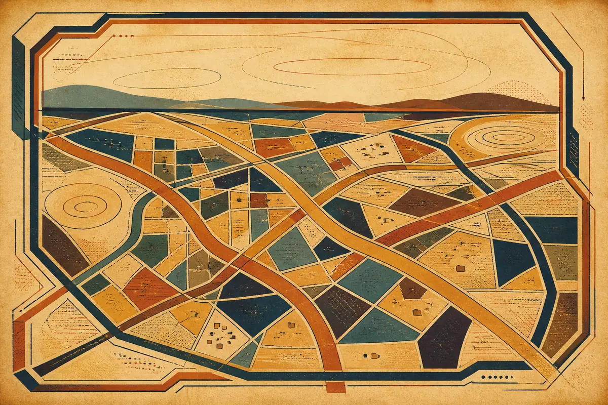 Abstract illustrated map composition for Portsmouth, United States