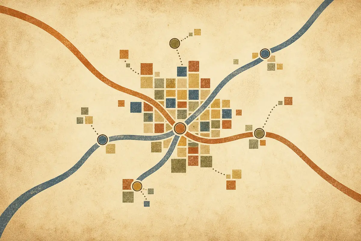 Abstract illustrated map composition for Portsmouth, United States