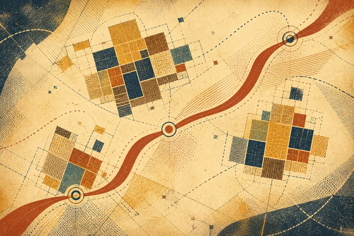 Abstract illustrated map composition for Potomac, United States