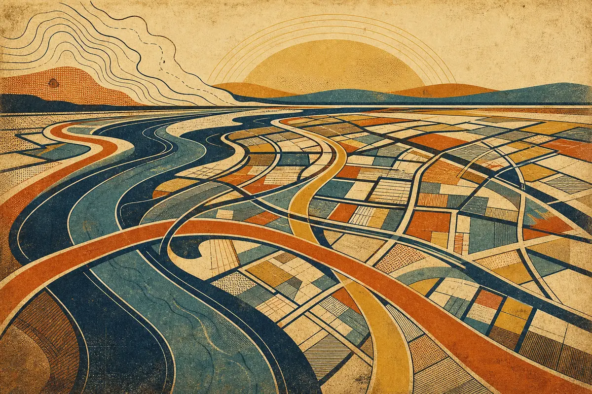 Abstract illustrated map composition for Poughkeepsie, United States