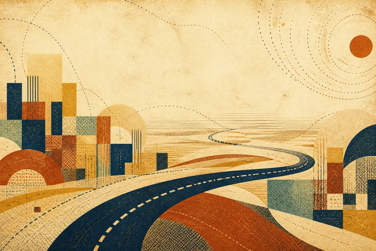 Abstract illustrated map composition for Prairieville, United States