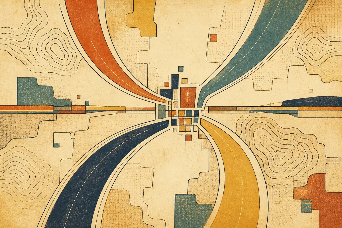 Abstract illustrated map composition for Prescott Valley, United States