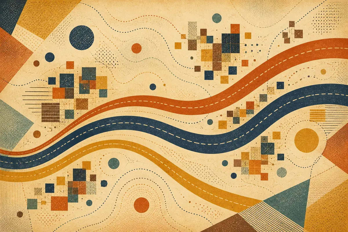 Abstract illustrated map composition for Prosper, United States