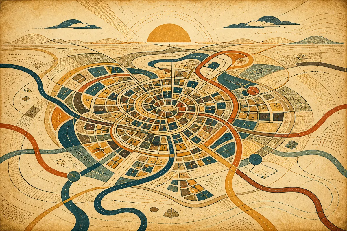Abstract illustrated map composition for Providence, United States