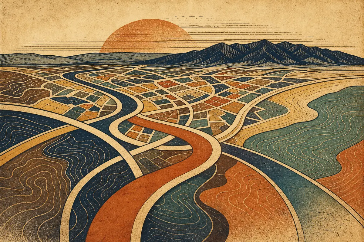 Abstract illustrated map composition for Provo, United States