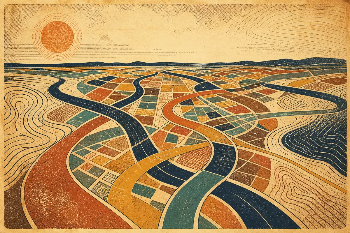 Abstract illustrated map composition for Quincy, United States
