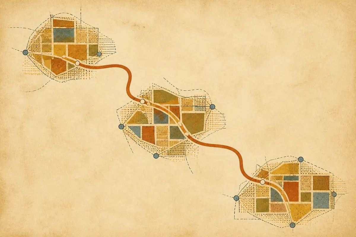 Abstract illustrated map composition for Racine, United States