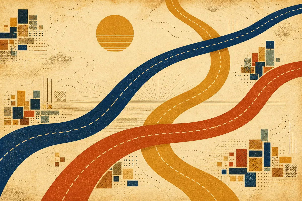 Abstract illustrated map composition for Radnor, United States