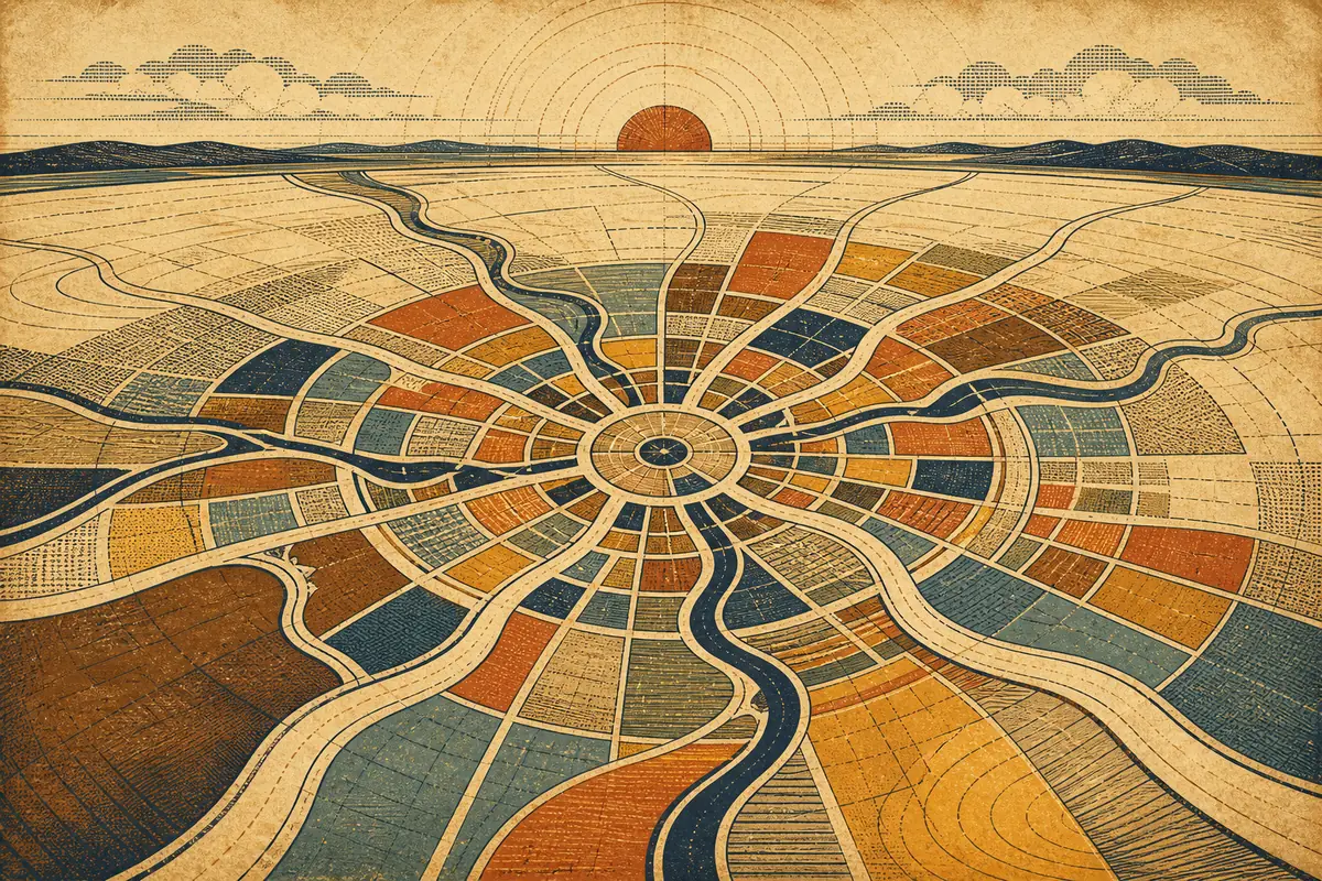 Abstract illustrated map composition for Raleigh, United States