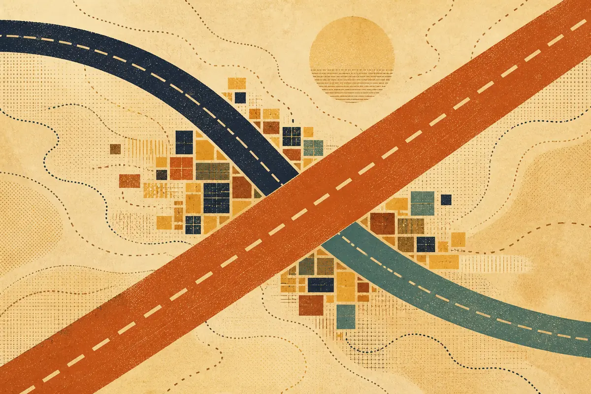 Abstract illustrated map composition for Randolph, United States