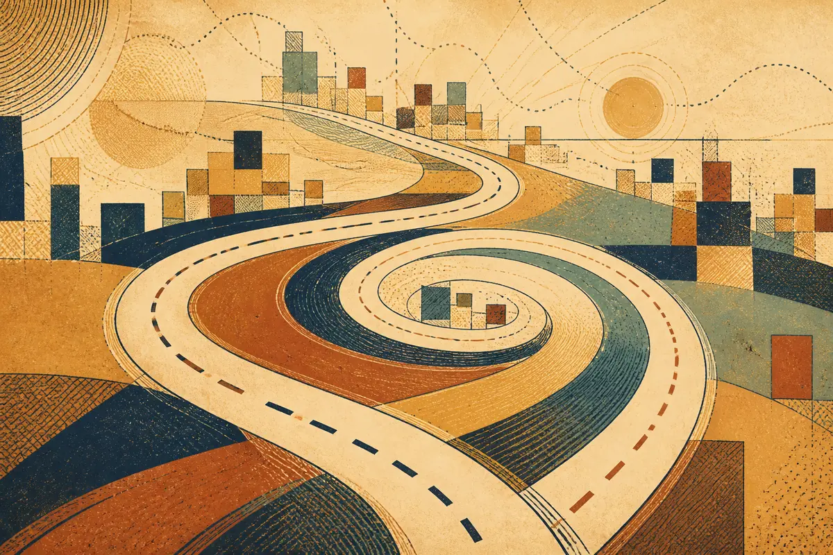 Abstract illustrated map composition for Raytown, United States