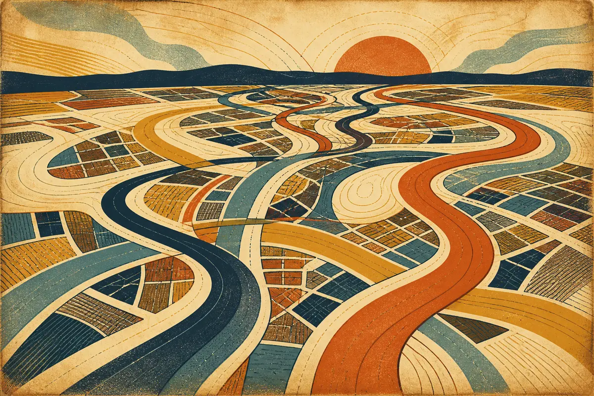 Abstract illustrated map composition for Reading, United States