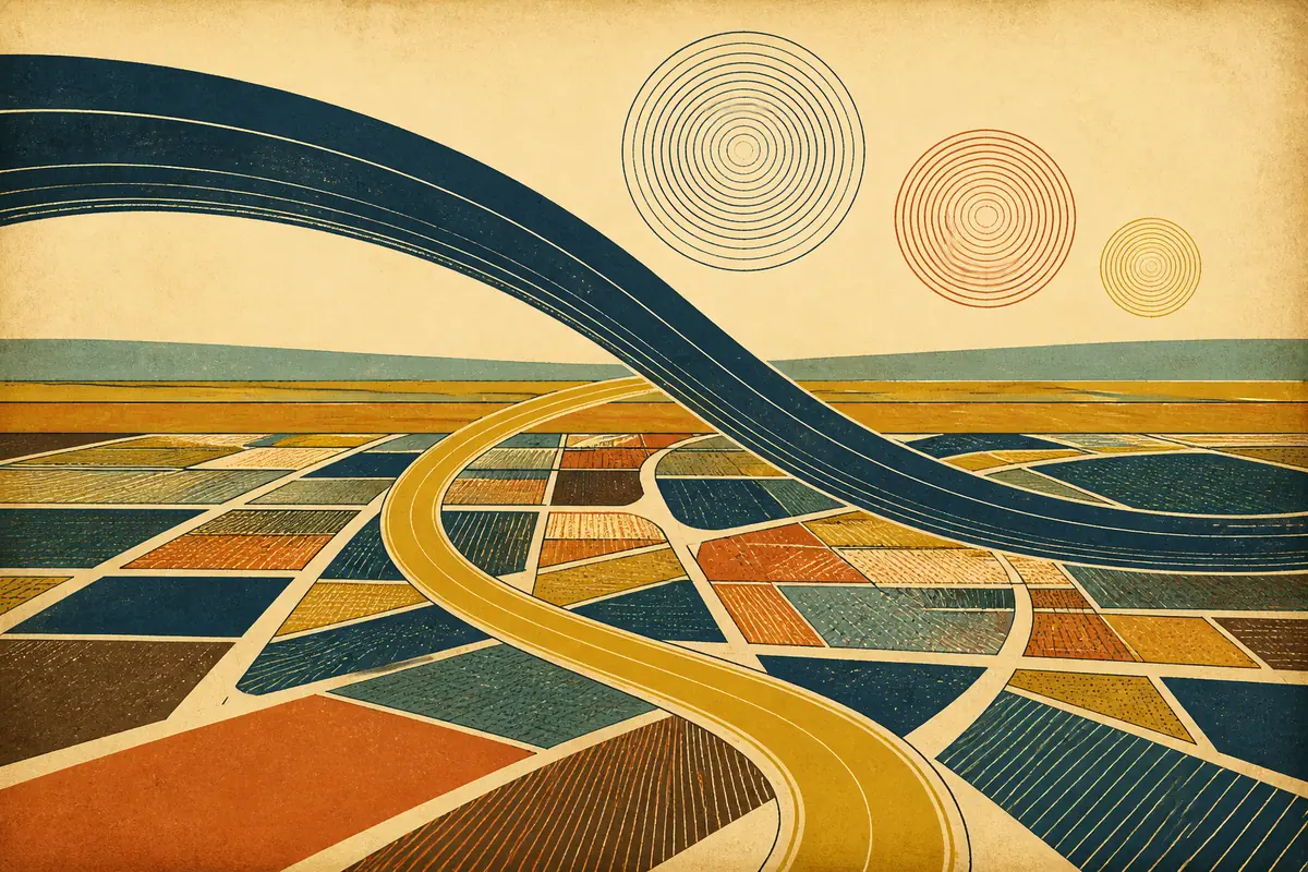 Abstract illustrated map composition for Redding, United States